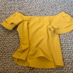 Off the Shoulder Mustard Top
